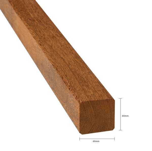 60 x 60 mm Cumaru Pfosten, gehobelt längsseitig gefast, Länge = 2.000mm