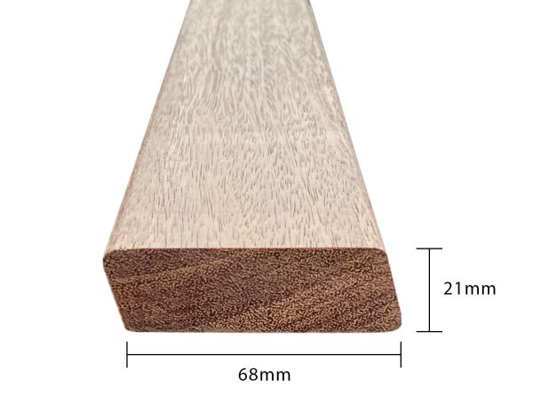 21 x 68 mm Cumaru Rhombus-Leiste 15° Schräge, Länge = 2.000mm